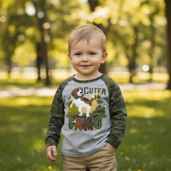 John Deere “Cuter in Camo” Toddler 4T Long Sleeve Shirt - Picture 1 of 7